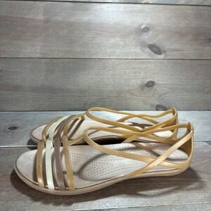 crocs isabella huarache womens size 8 shoes brown slip on work flats